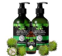 P-Beauty - Juego de 3 aceites de ricino, champú y acondicionador con biotina, crecimiento del cabello, cuidado del cuero cabelludo, champú, acondicionador y aceite para la caída del cabello, champú