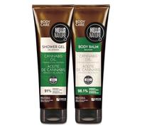 P-Beauty Juego de gel de ducha y bálsamo corporal, vegano con aceite de semilla de cáñamo orgánico, para piel seca, hidratante, regeneradora, nutritiva, jabón de ducha para mujeres y hombres (set 2)