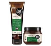 P-Beauty - Juego de gel de ducha y mantequilla corporal, vegano con aceite de semilla de cáñamo orgánico, para piel seca, hidratante, regeneradora, nutritiva, jabón de ducha para mujeres y hombres