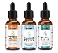 P-Beauty - Juego de suero antiedad para rostro, 3 x 30 ml, suero de vitamina C, suero de ácido hialurónico, serum retinol, blanqueador e hidratante, cuidado facial y antiarrugas, juego de 3