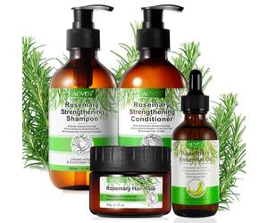 P-Beauty Rosemarin Haarpflege Set2 - Mascarilla de 60 g, aceite de romero 60 ml, champú de 300 ml y acondicionador de 300 ml, para el crecimiento del cabello y el cuero cabelludo | tratamiento para el