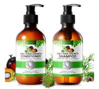 P-BEAUTY Set 3 en 1 de Aceite Capilar y Champú - Cuidado para un cabello sano y brillante, densidad y crecimiento - con romero, ricino negro y aceite de batana - Acondicionador y Champú