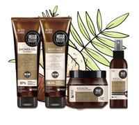 P-Beauty - Set de cuidado corporal con aceite de coco orgánico, gel de ducha, mantequilla corporal, leche corporal y aceite corporal para piel seca, vegano, hidratante, nutritivo, regenerador con