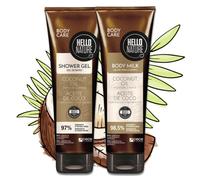 P-Beauty - Set de cuidado corporal de cosmética natural, gel de ducha y leche corporal con aceite de coco orgánico, cuidado hidratante para piel normal a seca, vegano, con pantenol, aceite de