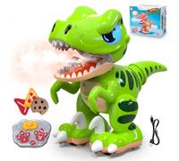 P&C - Juguetes de dinosaurio con control remoto para niños, juguete de velociraptor recargable con pulverización, efectos de sonido, baile, RC Dino para niño 3-12 STEM regalos para niños