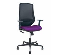 Piqueras y Crespo – Silla de oficina Mardos Sincro – malla negra, asiento morado, brazos regulables