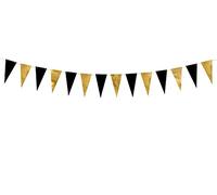 P&D Banderines Happy New Year FLG12 - Nochevieja, Dorado, Negro, Dorado