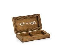 P&D Caja de madera para anillos de boda MR&MRS, 10 x 6 cm, cojín para anillos, alternativo, rústico, boda, decoración, caja de anillos, caja para anillos, caja de alianzas, boda, decoración de boda