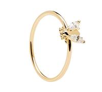 P D PAOLA - Anillo Buzz - Plata de ley 925 chapado en oro de 18 quilates - Joya para mujer, 56, Chapado en oro de 18 quilates, Zirconia cúbica