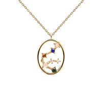 P D PAOLA - Collar Acuario - Plata de Ley 925 Bañada en Oro de 18k - Joyas para Mujer
