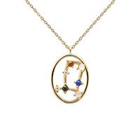 P D PAOLA - Collar de gemelos - Plata de ley 925 chapado en oro de 18 quilates - Joya para mujer, talla única, Plata, Cuarzo rosa, malaquita