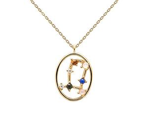 P D PAOLA - Collar de gemelos - Plata de ley 925 chapado en oro de 18 quilates - Joya para mujer, talla única, Plata, Cuarzo rosa, malaquita