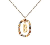 P D PAOLA - Collar Letra B - Plata de Ley 925 Bañada en Oro de 18k - Joyas para Mujer