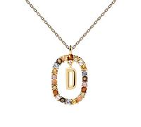 P D PAOLA - Collar Letra D - Plata de Ley 925 Bañada en Oro de 18k - Joyas para Mujer