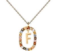 P D PAOLA - Collar letra F de plata de ley 925 chapado en oro de 18 quilates - Joya para mujer