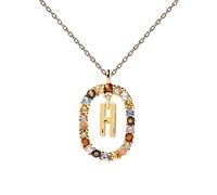 P D PAOLA - Collar Letra H - Plata de Ley 925 Bañada en Oro de 18k - Joyas para Mujer
