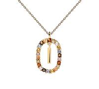 P D PAOLA - Collar Letra I - Plata de Ley 925 Bañada en Oro de 18k - Joyas para Mujer