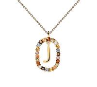 P D PAOLA - Collar Letra J - Plata de Ley 925 Bañada en Oro de 18k - Joyas para Mujer