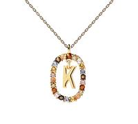 P D PAOLA - Collar Letra K - Plata de Ley 925 Bañada en Oro de 18k - Joyas para Mujer