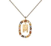 P D PAOLA - Collar Letra M - Plata de Ley 925 Bañada en Oro de 18k - Joyas para Mujer