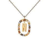 P D PAOLA - Collar Letra N - Plata de Ley 925 Bañada en Oro de 18k - Joyas para Mujer
