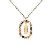 P D PAOLA - Collar Letra O - Plata de Ley 925 Bañada en Oro de 18k - Joyas para Mujer