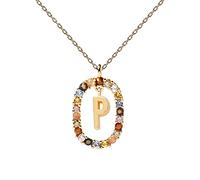 P D PAOLA - Collar Letra P - Plata de Ley 925 Bañada en Oro de 18k - Joyas para Mujer
