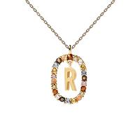P D PAOLA - Collar Letra R - Plata de Ley 925 Bañada en Oro de 18k - Joyas para Mujer