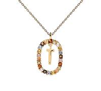 P D PAOLA - Collar Letra T - Plata de Ley 925 Bañada en Oro de 18k - Joyas para Mujer