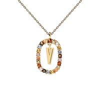 P D PAOLA - Collar Letra V - Plata de Ley 925 Bañada en Oro de 18k - Joyas para Mujer