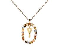 P D PAOLA - Collar Letra Y - Plata de Ley 925 Bañada en Oro de 18k - Joyas para Mujer