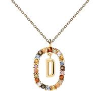 P D PAOLA - Collar Letra D - Plata de Ley 925 Bañada en Oro de 18k - Joyas para Mujer