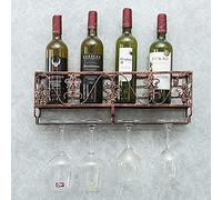 P - Estante de vino de hierro para colgar en la pared, moderno, minimalista, para copas de vino, estante alto, para colgar en la pared, dorado, 25 x 17 cm