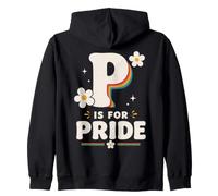 P Is For Pride Rainbow Letter Retro Daisy Soporte LGBTQ Sudadera con Capucha