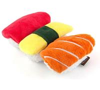 P.L.A.Y. International Classic Sushi - Juguete de Peluche para Perro, Juguete chirriante Duradero con Relleno Reciclado, Tela de Velboa Suave, Lavable a máquina, ecológico y no tóxico, Divertido
