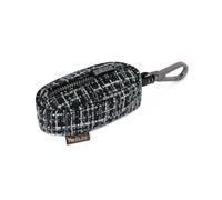 P.L.A.Y. Proper Pup - Dispensador de bolsas para excrementos, pata de gallo negro/gris, soporte para gestión de residuos de perros y mascotas, rollo de bolsa de 15 quilates, accesorio de clip,