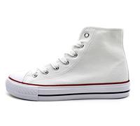 P&L ITALY COLLECTION Zapatillas Altas de Lona Mujer Botin Blancas Negras Basket Autoclave Blanca 39