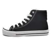 P&L ITALY COLLECTION Zapatillas Altas de Lona Mujer Botin Blancas Negras Basket Autoclave Negro 38