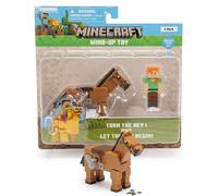 P.M.I. Minecraft Wind-Up Toy - Juego de 2 figuras de acción de Alex & Horse con mecanismo de marcha mecánica, juego de personajes coleccionables de Minecraft para fans y coleccionistas