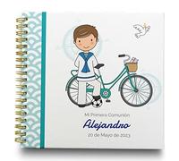 P ONEPERSONAL Libro de Firmas Comunión Niño Personalizado - Libro de Firmas Tamaño 25 x 21 cm. Libro de Comunión con 60 Páginas impresas a color. ONEPERSONAL (Libro de firmas niño s)