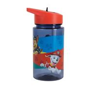 P:os 28230 - Botella para beber con motivo de la Patrulla Canina, transparente con pajita para plegar, sin BPA, capacidad aproximada de 430 ml, ideal para el colegio, el deporte y el tiempo libre