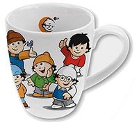 p:os 29487 - Taza de café (porcelana, 330 ml), diseño de los personajes de All Together, color blanco