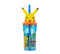 p:os 35013 - Vaso Infantil Pokémon con Pajita integrada, Tapa y Figura en 3D, Capacidad Aprox. 360 ml, Ideal para Bebidas frías