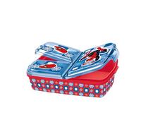 p:os 35484 - Fiambrera Spiderman para niños con 3 compartimentos, fiambrera de plástico con cierre de clip, fiambrera para la guardería, el colegio y el tiempo libre