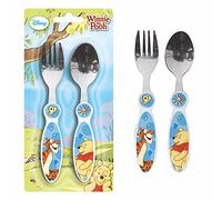 p:os 68919 Disney Winnie The Pooh - Cubertería, acero inoxidable, 2 piezas, tenedor y cuchara