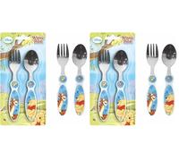 p:os 68919 Disney Winnie The Pooh - Cubertería, acero inoxidable, 2 piezas, tenedor y cuchara (Paquete de 2)