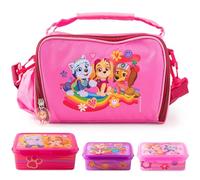 p:os PAW Patrol - Nevera portátil para niños (1,7 L, incluye 3 fiambreras), perfecta para viajes, playa, guardería o escuela, color rosa