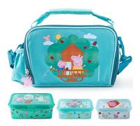 p:os Peppa Pig - Nevera pequeña para niños (1,7 L, incluye 3 fiambreras), color verde