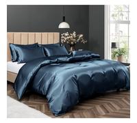 P Pothuiny 5 piezas de la cubierta de dco de satn, juego de tamao de king king de lujo como la cubierta de la cubierta de la cubierta azul azul ma