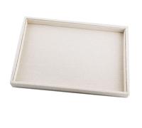 P Prettyia Bandeja de Joyería Apilable de Lino Exhibidor de Anillos Exhibidor de Anillos, Caja para Collar Pulsera Anillos Y Baratijas de Anillo - 13,78 X 9,45 X - Beige, Bandeja Plana